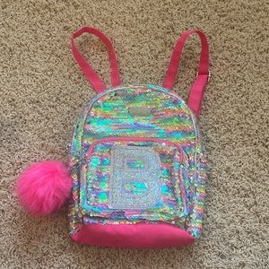 Justice mini "B" sequin backpack